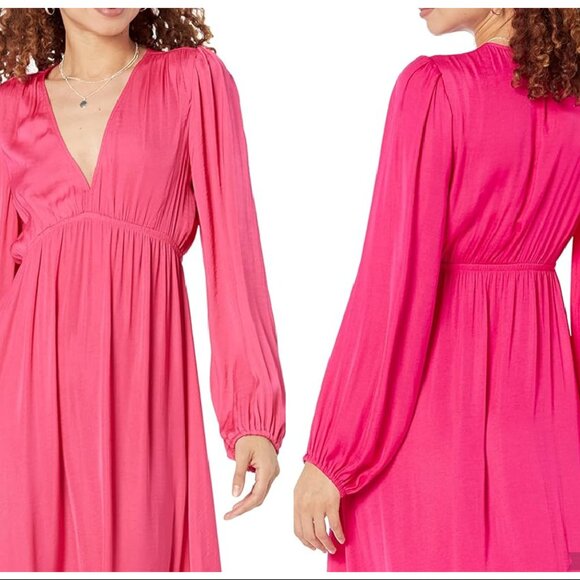WOMENS THE DROP PINK SILK DRESS, MIDI, SIZE LARGE, NEW WITH TAGS - Picture 1 of 10